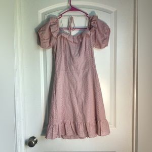 Hyfve pink eyelet off shoulder dress